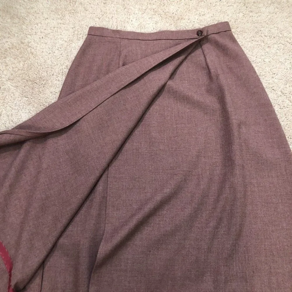 Vtg 60’s Peach Pie Sportswear Pink Wool Wrap Skirt Midi M Dusty Rose Mauve Med